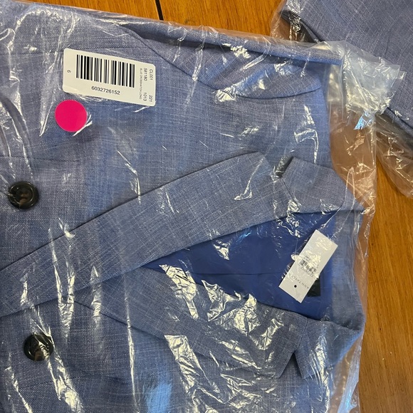 Relaxed double breasted long blazer in cross weave - Picture 5 of 5